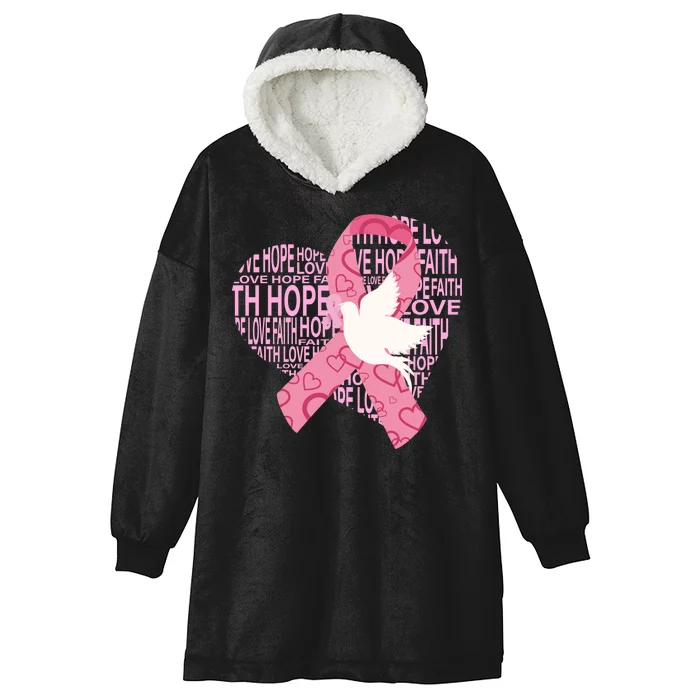 Breast Cancer Ribbon Of Love Hooded Wearable Blanket