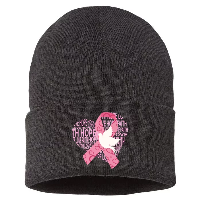 Breast Cancer Ribbon Of Love Sustainable Knit Beanie