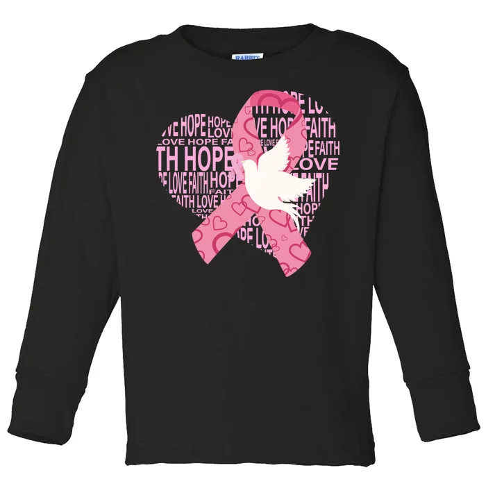 Breast Cancer Ribbon Of Love Toddler Long Sleeve Shirt