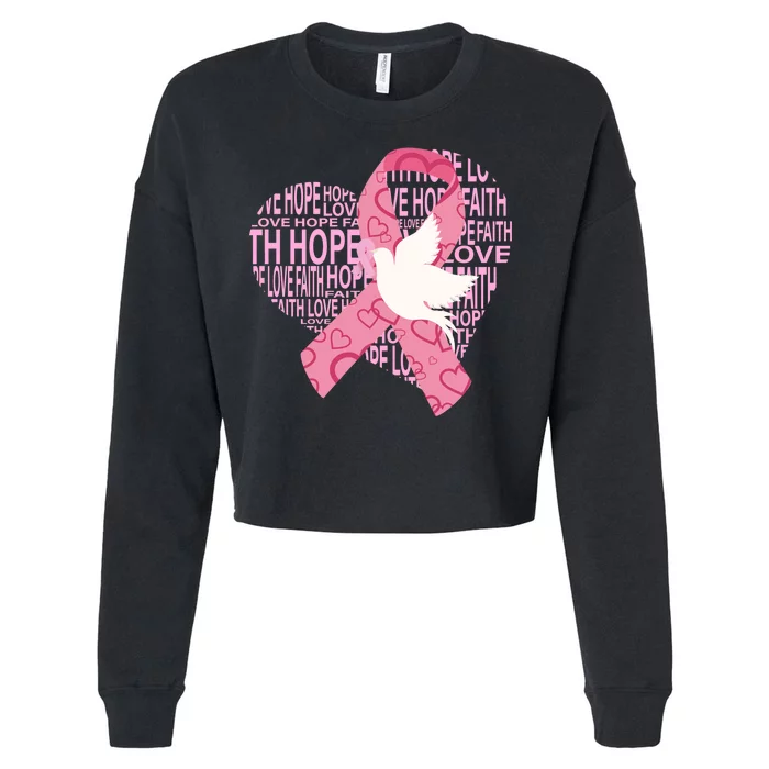 Breast Cancer Ribbon Of Love Cropped Pullover Crew