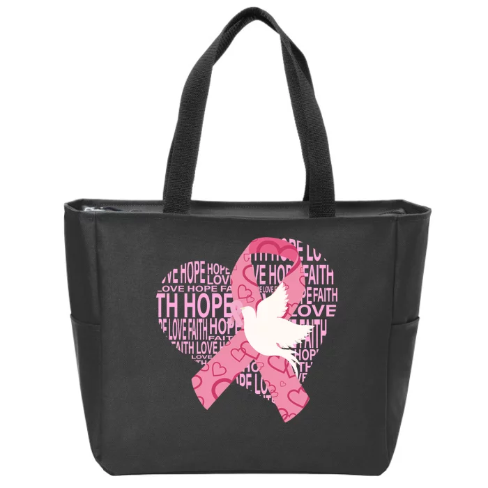 Breast Cancer Ribbon Of Love Zip Tote Bag