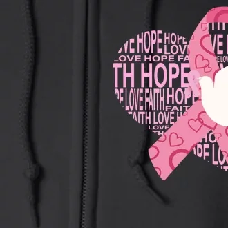 Breast Cancer Ribbon Of Love Full Zip Hoodie