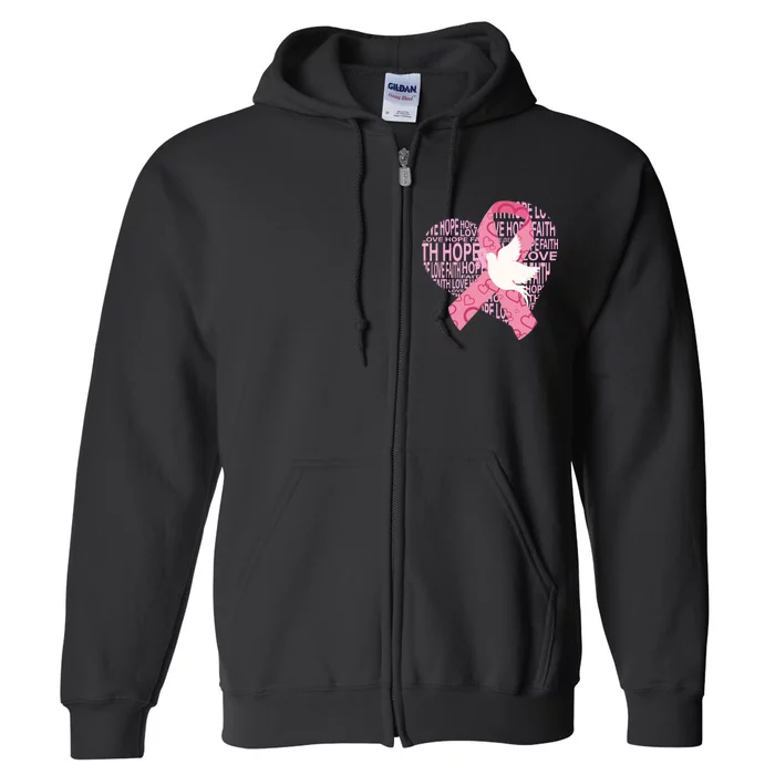 Breast Cancer Ribbon Of Love Full Zip Hoodie