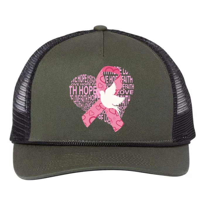 Breast Cancer Ribbon Of Love Retro Rope Trucker Hat Cap