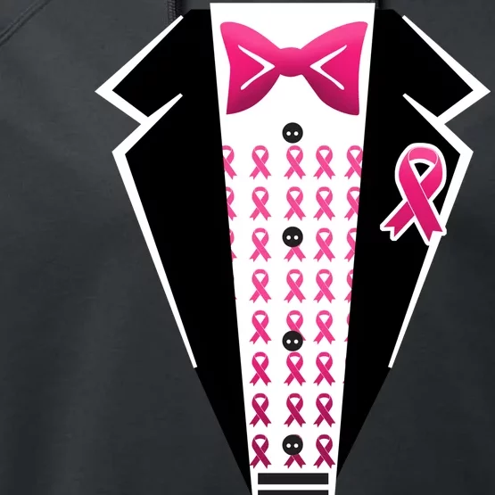 Breast Cancer Ribbon Tuxedo Performance Fleece Hoodie