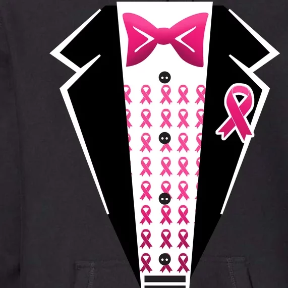 Breast Cancer Ribbon Tuxedo Premium Hoodie