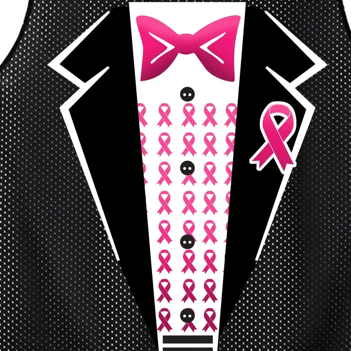 Breast Cancer Ribbon Tuxedo Mesh Reversible Basketball Jersey Tank