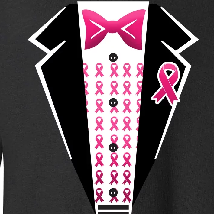 Breast Cancer Ribbon Tuxedo Toddler Sweatshirt