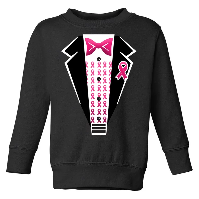 Breast Cancer Ribbon Tuxedo Toddler Sweatshirt