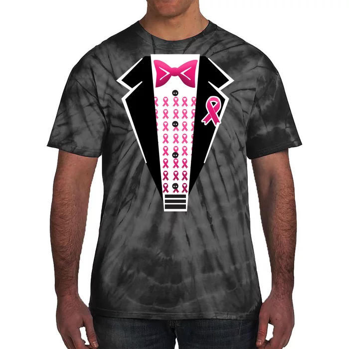 Breast Cancer Ribbon Tuxedo Tie-Dye T-Shirt