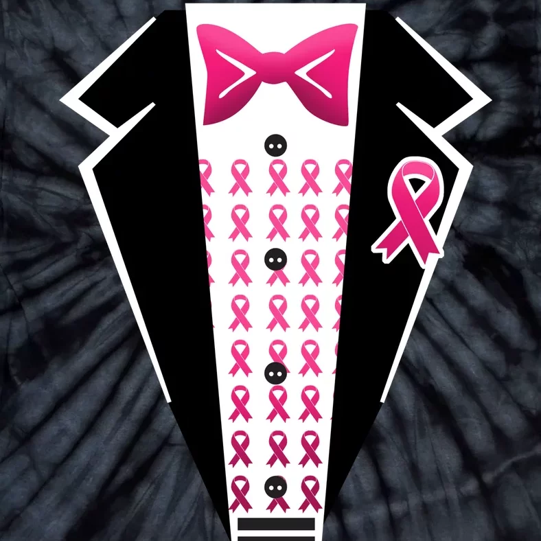 Breast Cancer Ribbon Tuxedo Tie-Dye T-Shirt