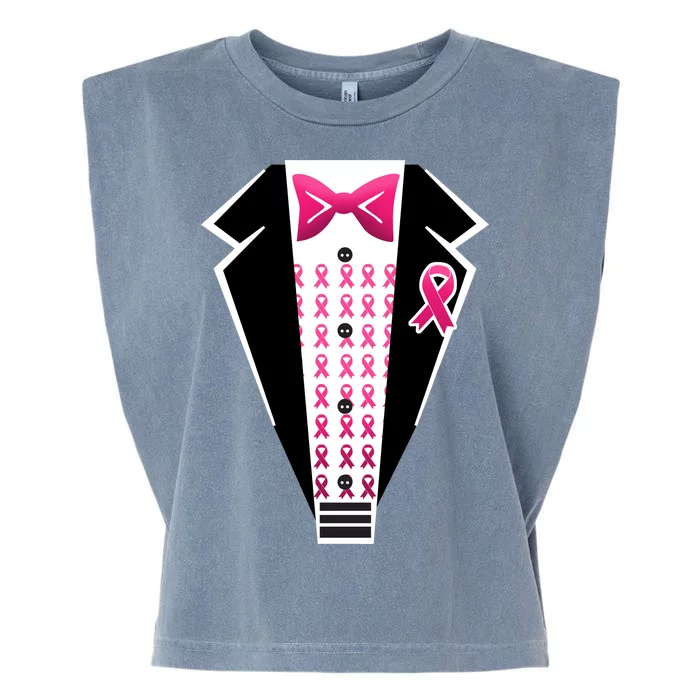 Breast Cancer Ribbon Tuxedo Garment-Dyed Women's Muscle Tee