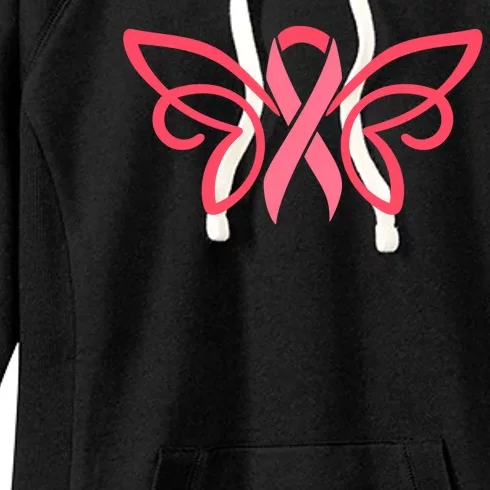 Breast Cancer Ribbon Wings Women's Fleece Hoodie