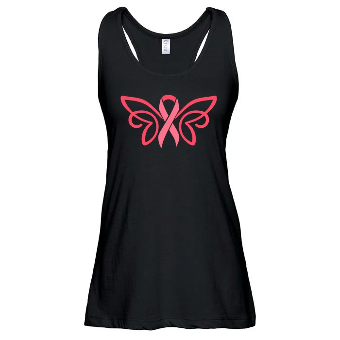 Breast Cancer Ribbon Wings Ladies Essential Flowy Tank