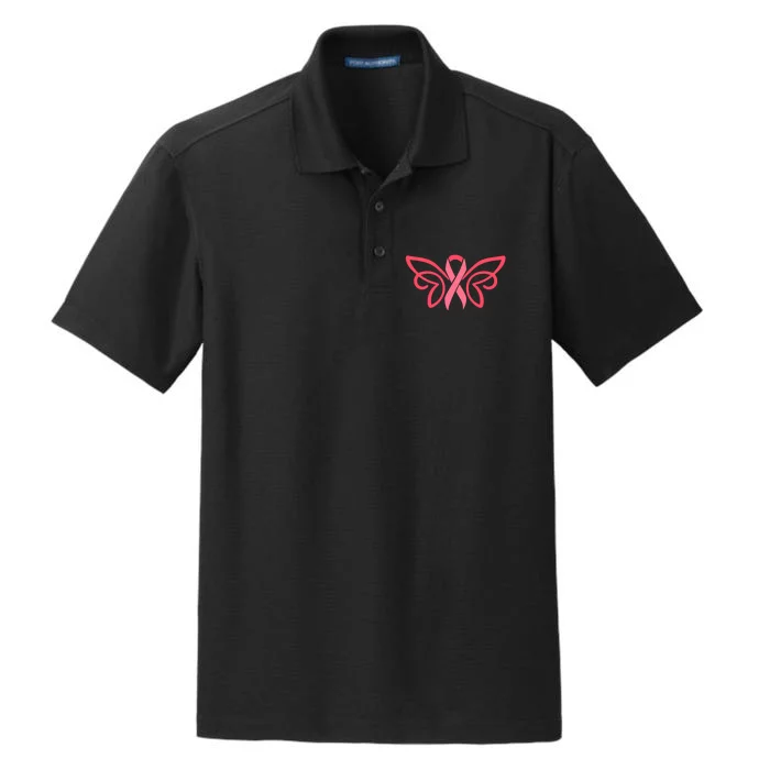 Breast Cancer Ribbon Wings Dry Zone Grid Performance Polo