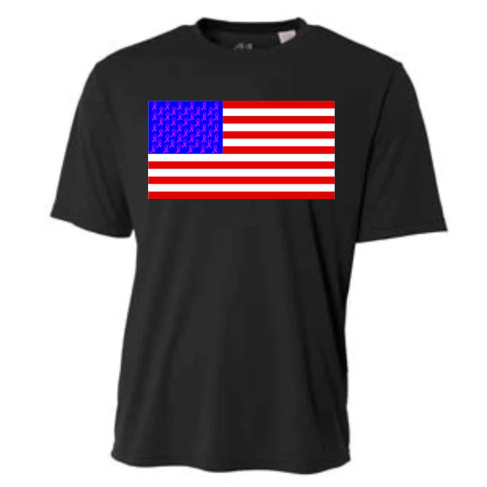 Breast Cancer Ribbons USA Flag Cooling Performance Crew T-Shirt