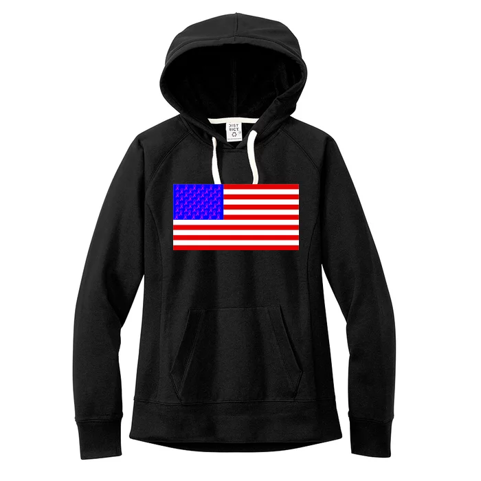 Breast Cancer Ribbons USA Flag Women's Fleece Hoodie