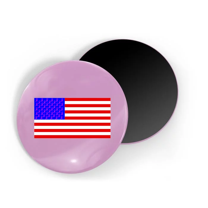 Breast Cancer Ribbons USA Flag Magnet