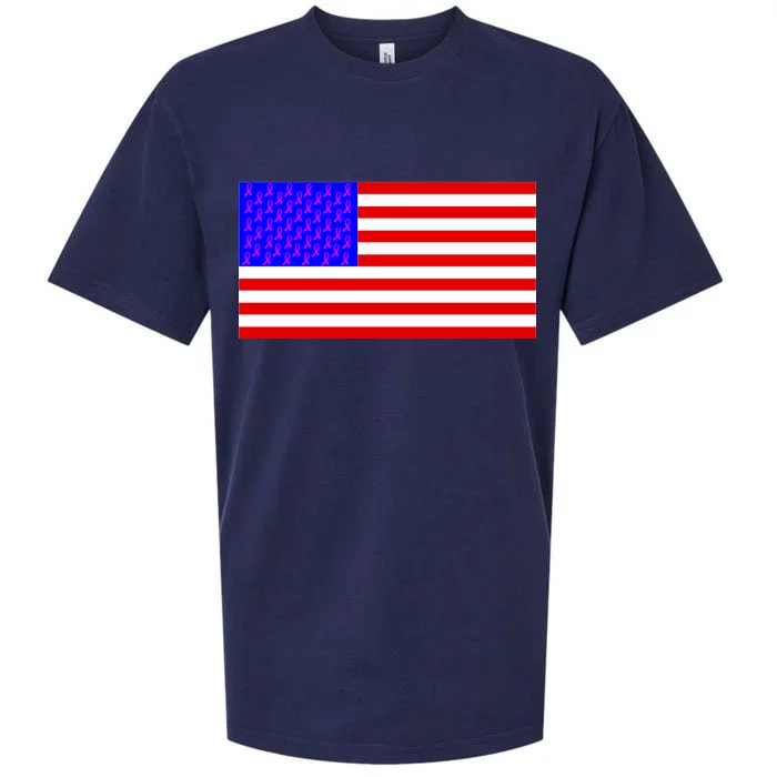 Breast Cancer Ribbons USA Flag Sueded Cloud Jersey T-Shirt