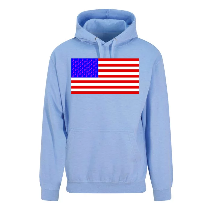 Breast Cancer Ribbons USA Flag Unisex Surf Hoodie