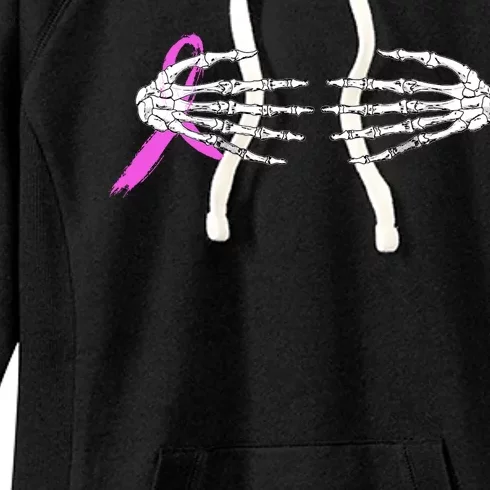 Breast Cancer Skeleton Hands Women's Fleece Hoodie