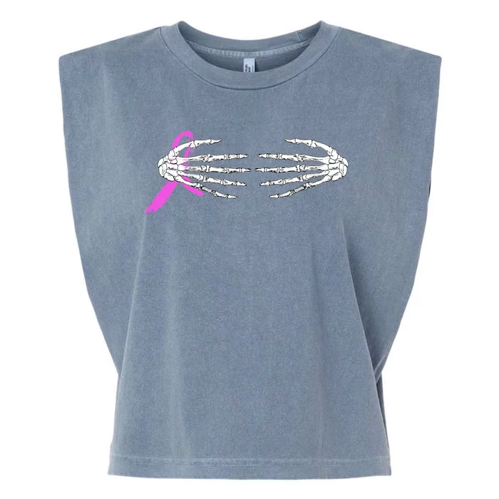 Breast Cancer Skeleton Hands Garment-Dyed Women's Muscle Tee