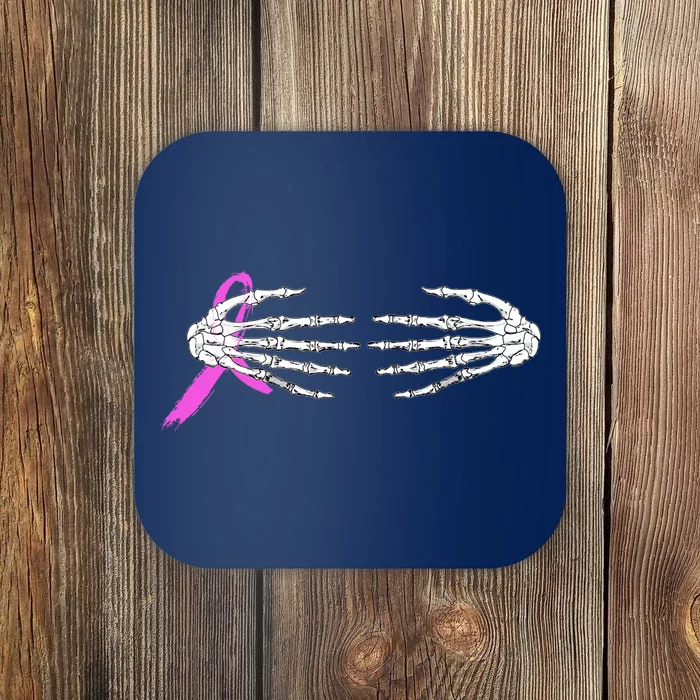 Breast Cancer Skeleton Hands Coaster