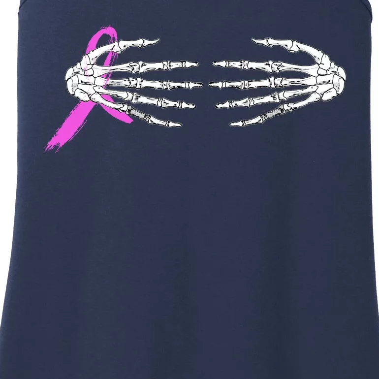 Breast Cancer Skeleton Hands Ladies Essential Tank