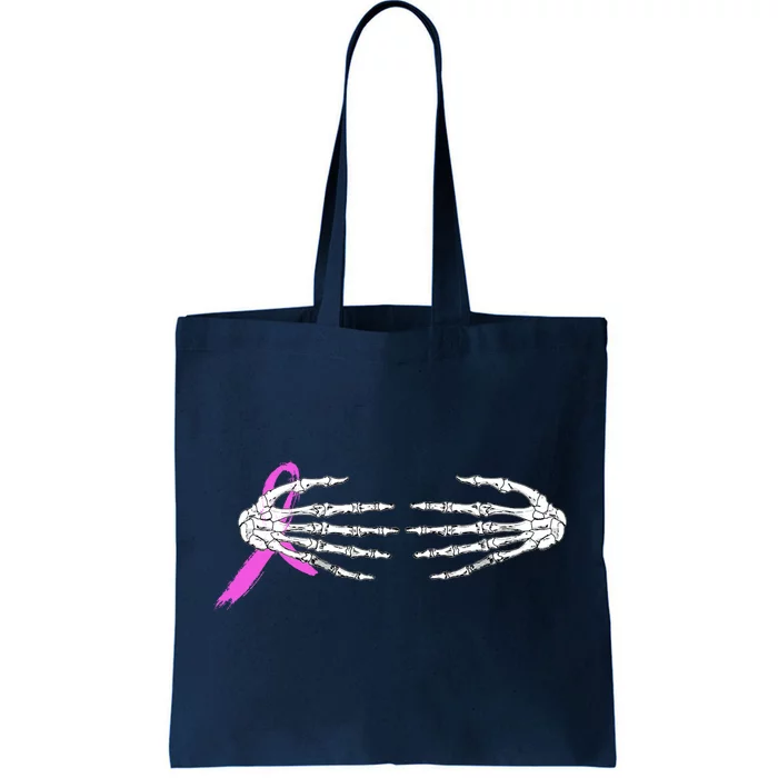 Breast Cancer Skeleton Hands Tote Bag