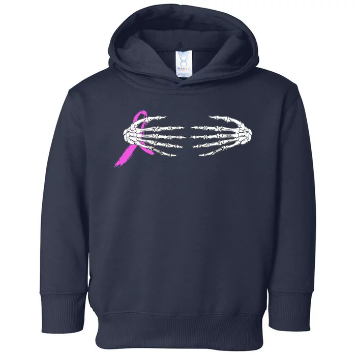 Breast Cancer Skeleton Hands Toddler Hoodie