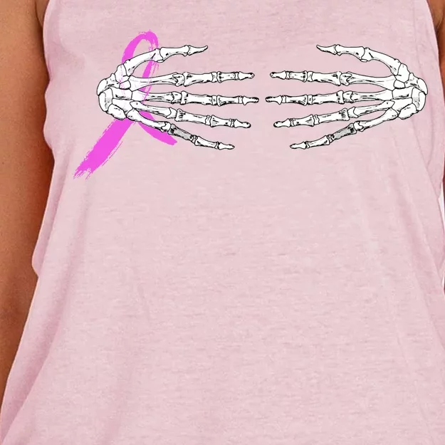 Breast Cancer Skeleton Hands Women's Knotted Racerback Tank