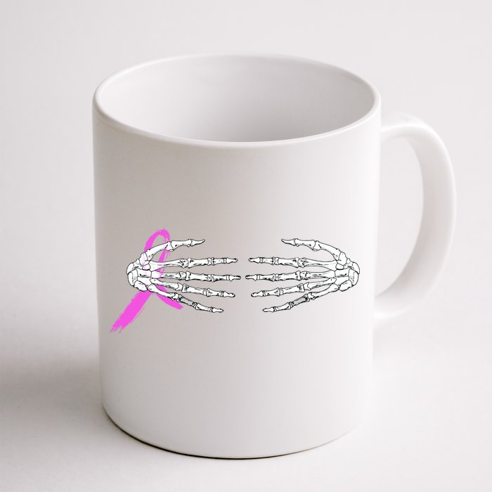 Breast Cancer Skeleton Hands Front & Back Coffee Mug