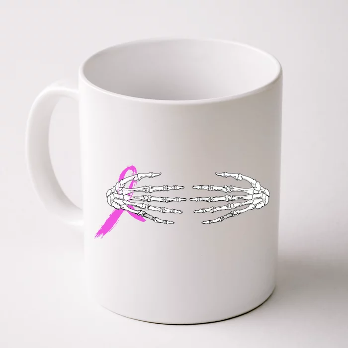 Breast Cancer Skeleton Hands Front & Back Coffee Mug