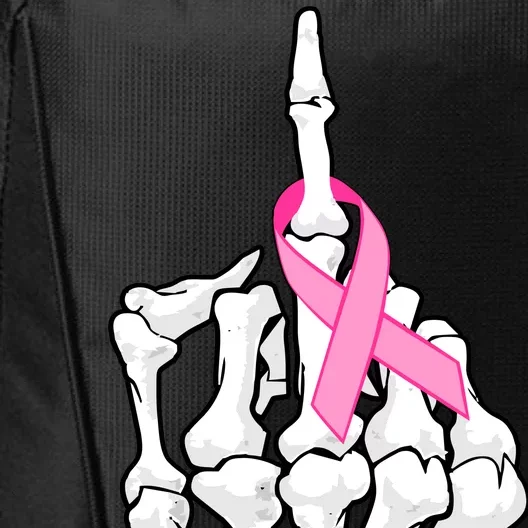 Breast Cancer Skeleton Middle Finger Ribbon City Backpack