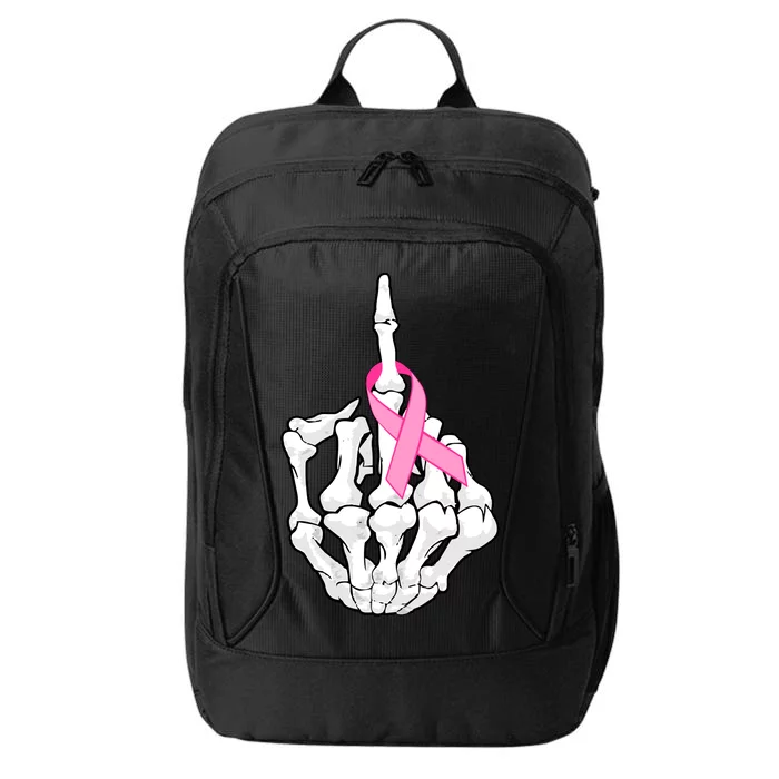 Breast Cancer Skeleton Middle Finger Ribbon City Backpack