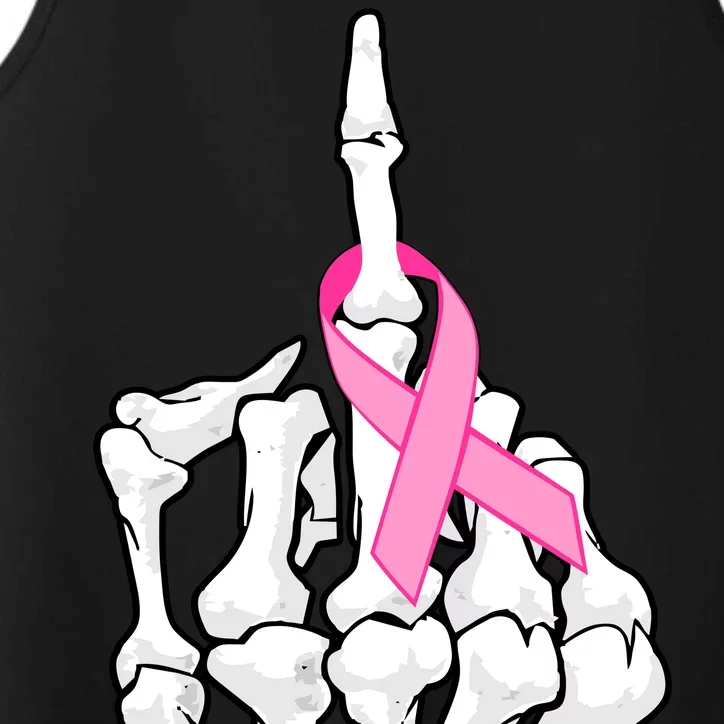 Breast Cancer Skeleton Middle Finger Ribbon Performance Tank