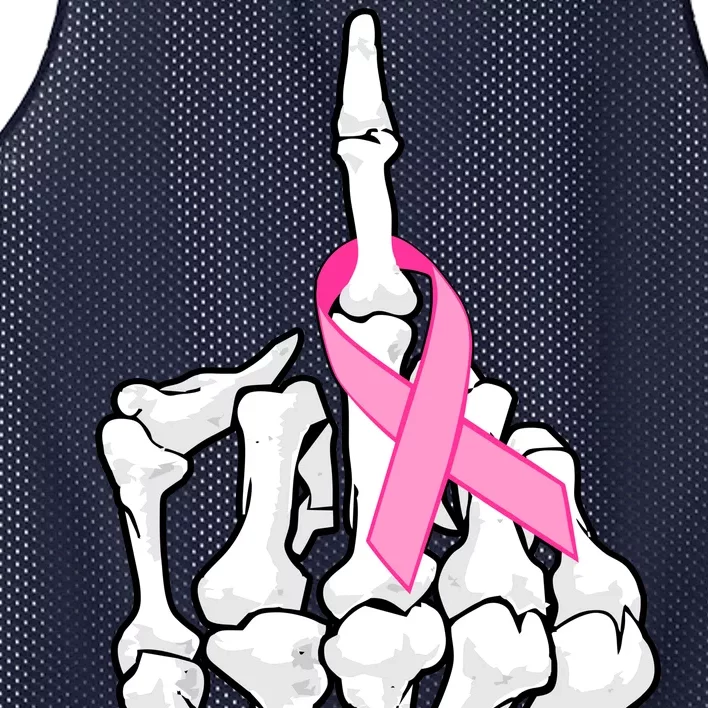 Breast Cancer Skeleton Middle Finger Ribbon Mesh Reversible Basketball Jersey Tank