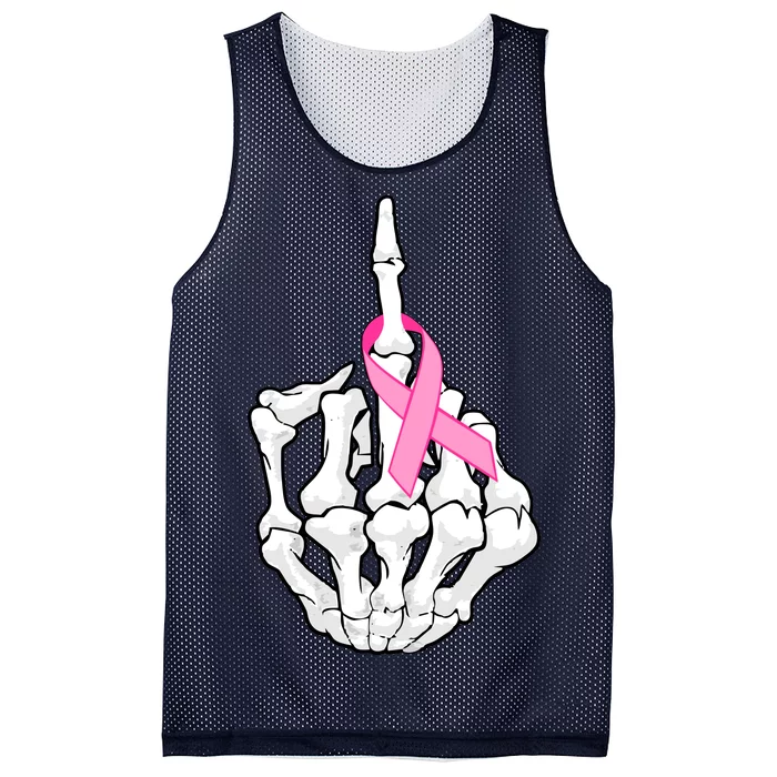 Breast Cancer Skeleton Middle Finger Ribbon Mesh Reversible Basketball Jersey Tank