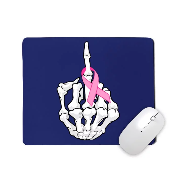 Breast Cancer Skeleton Middle Finger Ribbon Mousepad