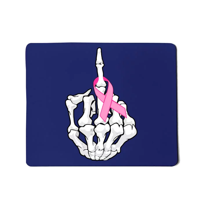 Breast Cancer Skeleton Middle Finger Ribbon Mousepad