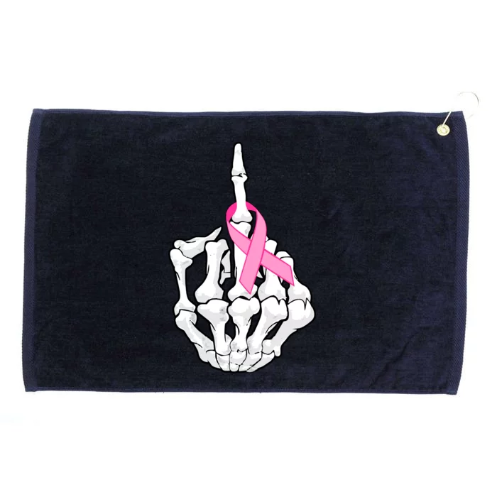 Breast Cancer Skeleton Middle Finger Ribbon Grommeted Golf Towel