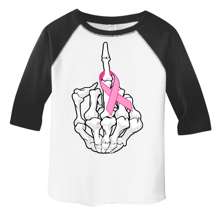 Breast Cancer Skeleton Middle Finger Ribbon Toddler Fine Jersey T-Shirt