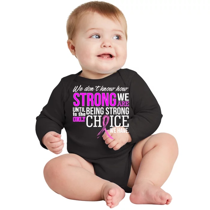 Breast Cancer Strong Baby Long Sleeve Bodysuit