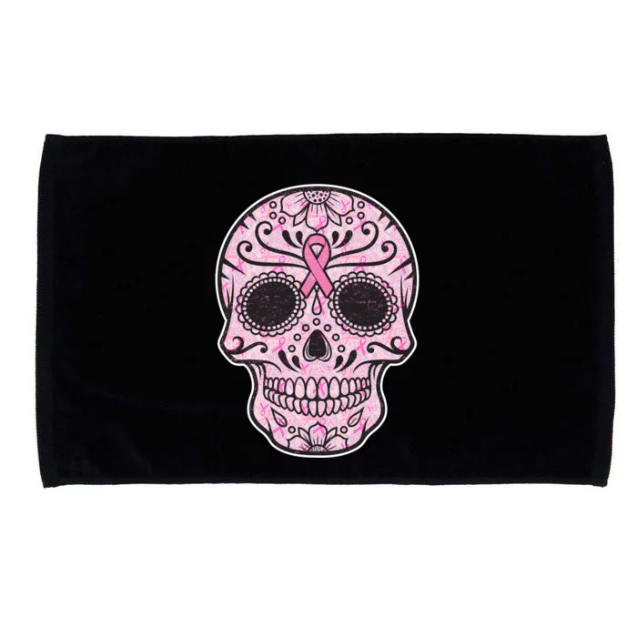 Breast Cancer Sugar Skull Day Of The Dead Dia De Los Muertos Microfiber Hand Towel