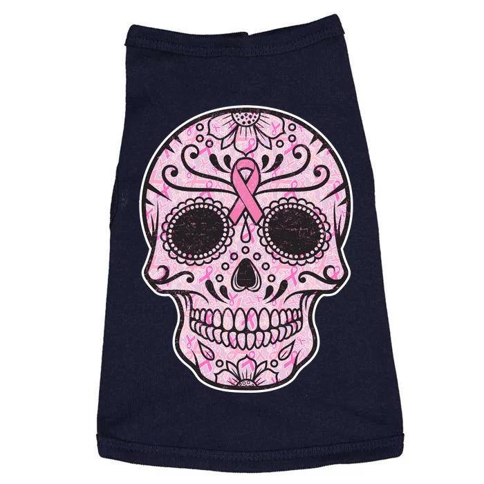 Breast Cancer Sugar Skull Day Of The Dead Dia De Los Muertos Doggie Tank