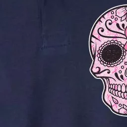 Breast Cancer Sugar Skull Day Of The Dead Dia De Los Muertos Softstyle Adult Sport Polo