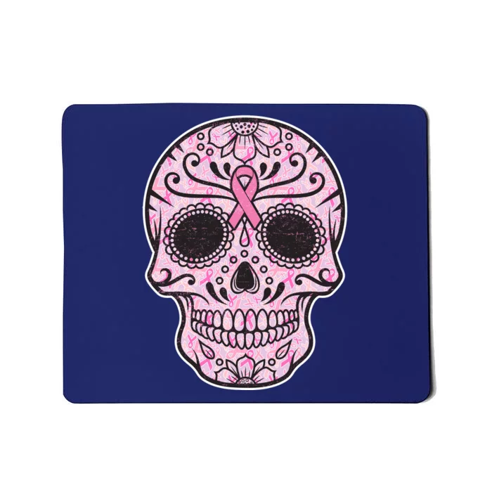 Breast Cancer Sugar Skull Day Of The Dead Dia De Los Muertos Mousepad