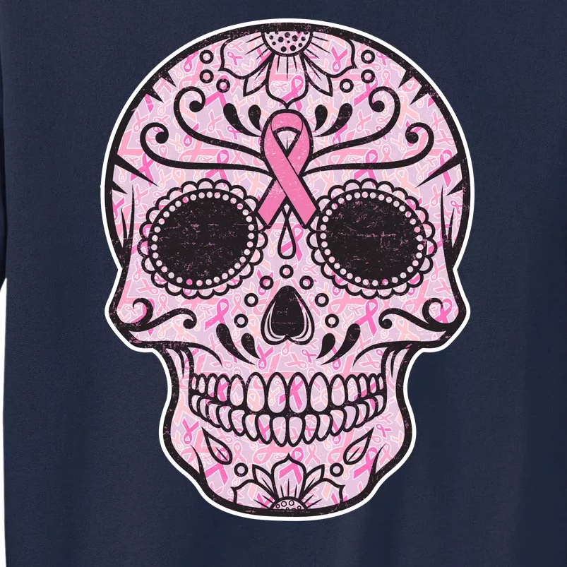 Breast Cancer Sugar Skull Day Of The Dead Dia De Los Muertos Tall Sweatshirt