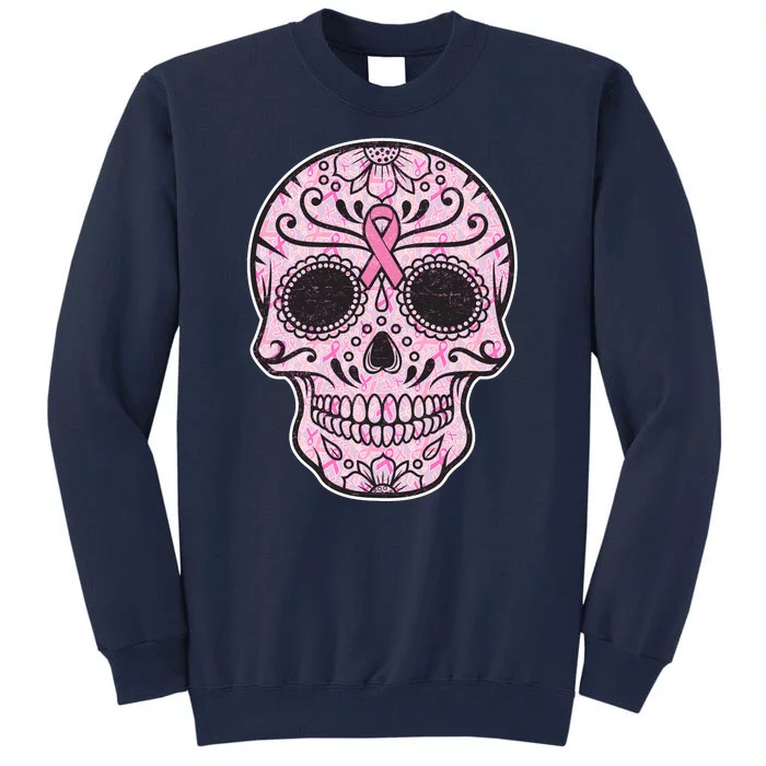 Breast Cancer Sugar Skull Day Of The Dead Dia De Los Muertos Tall Sweatshirt