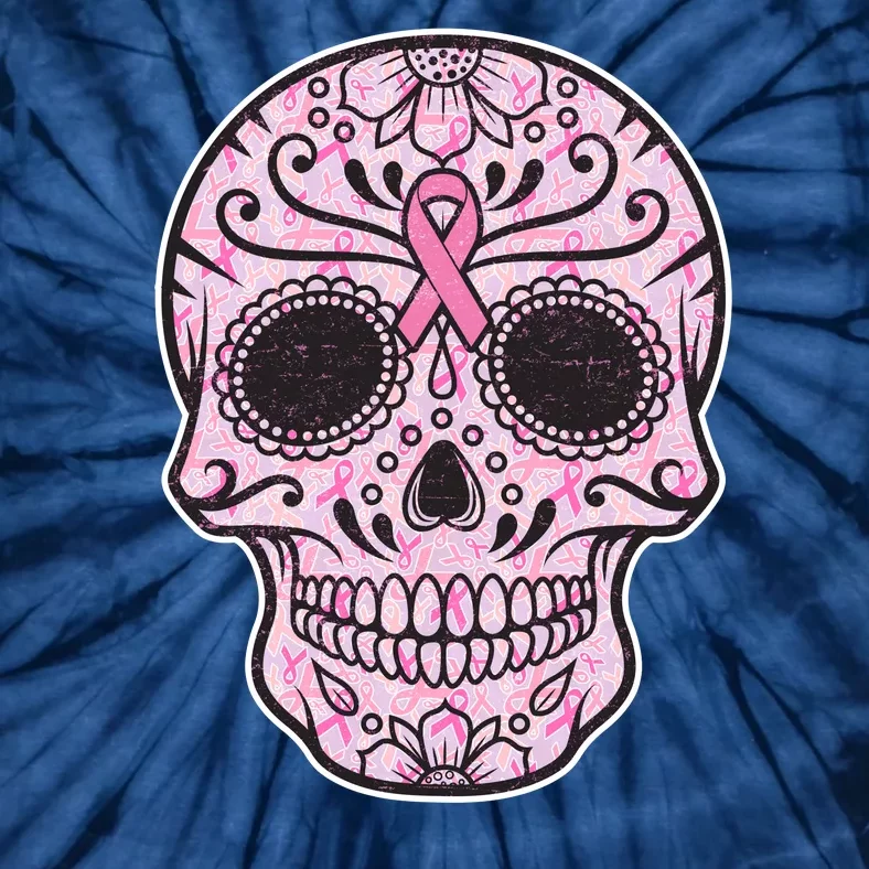 Breast Cancer Sugar Skull Day Of The Dead Dia De Los Muertos Tie-Dye T-Shirt